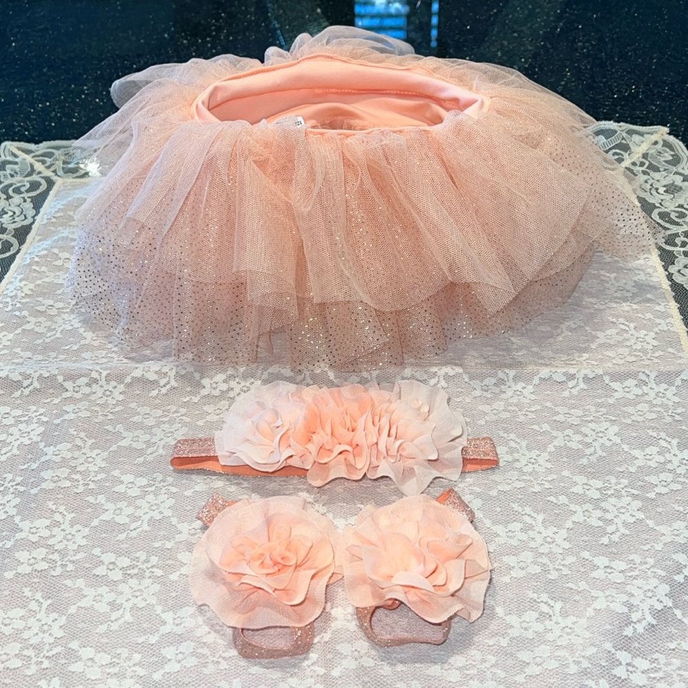 Peach Tutu and Headband Set for Kids